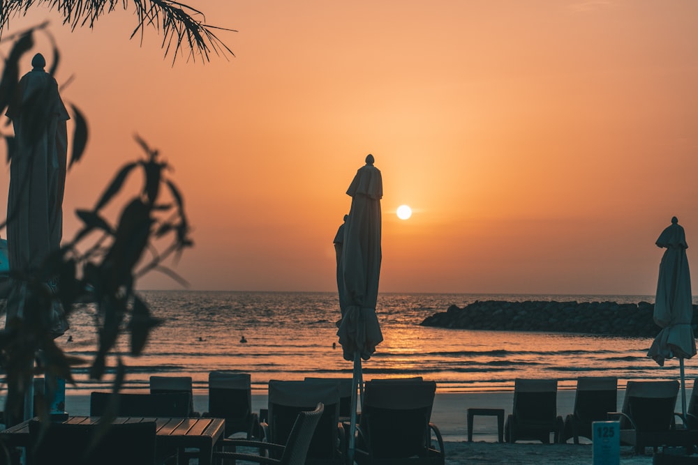 silhouette of man standing on beach during sunset