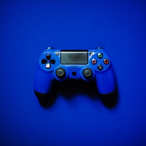 blue sony ps 4 game controller