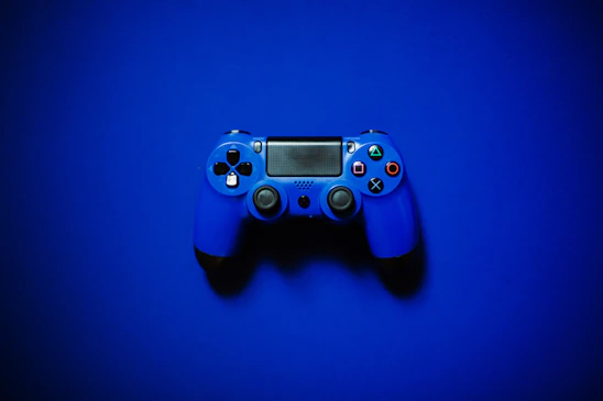 blue sony ps 4 game controller
