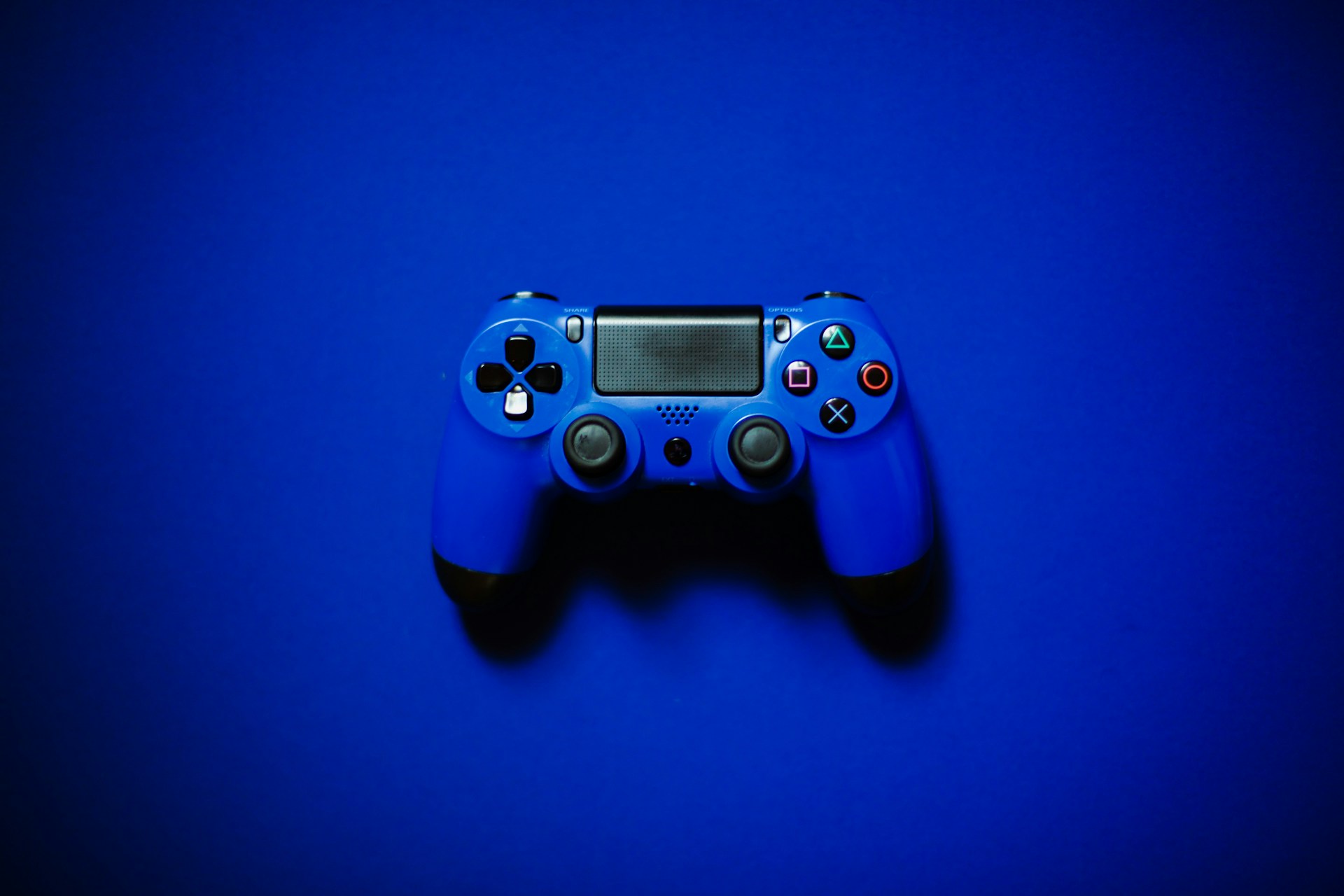 blue sony ps 4 game controller