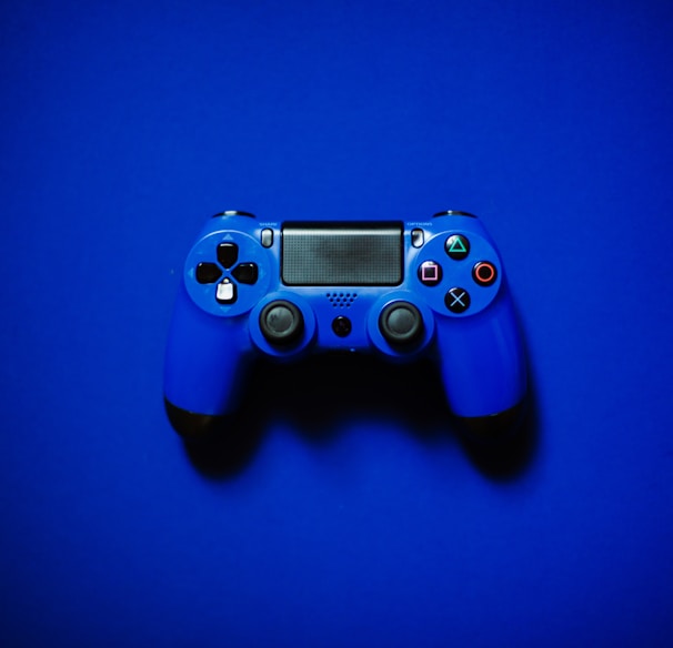 blue sony ps 4 game controller