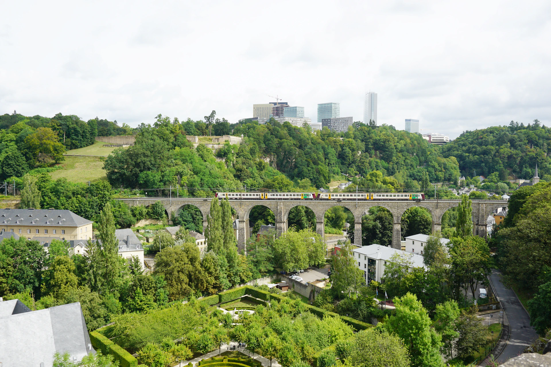 green trees and white bridge during daytime