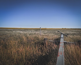 brown wooden pathway between brown grass field under blue sky during daytime