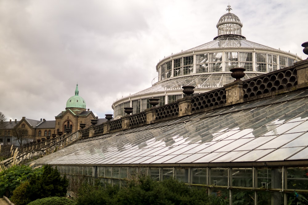 white and green dome building