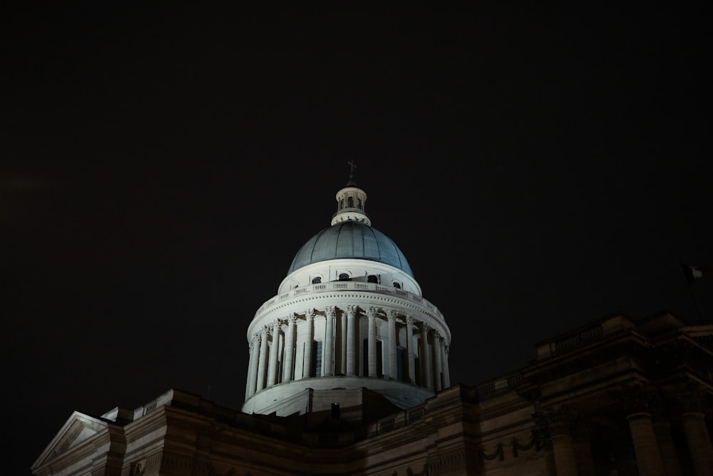 white dome building during night time