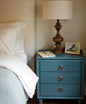 brown wooden 2 drawer nightstand