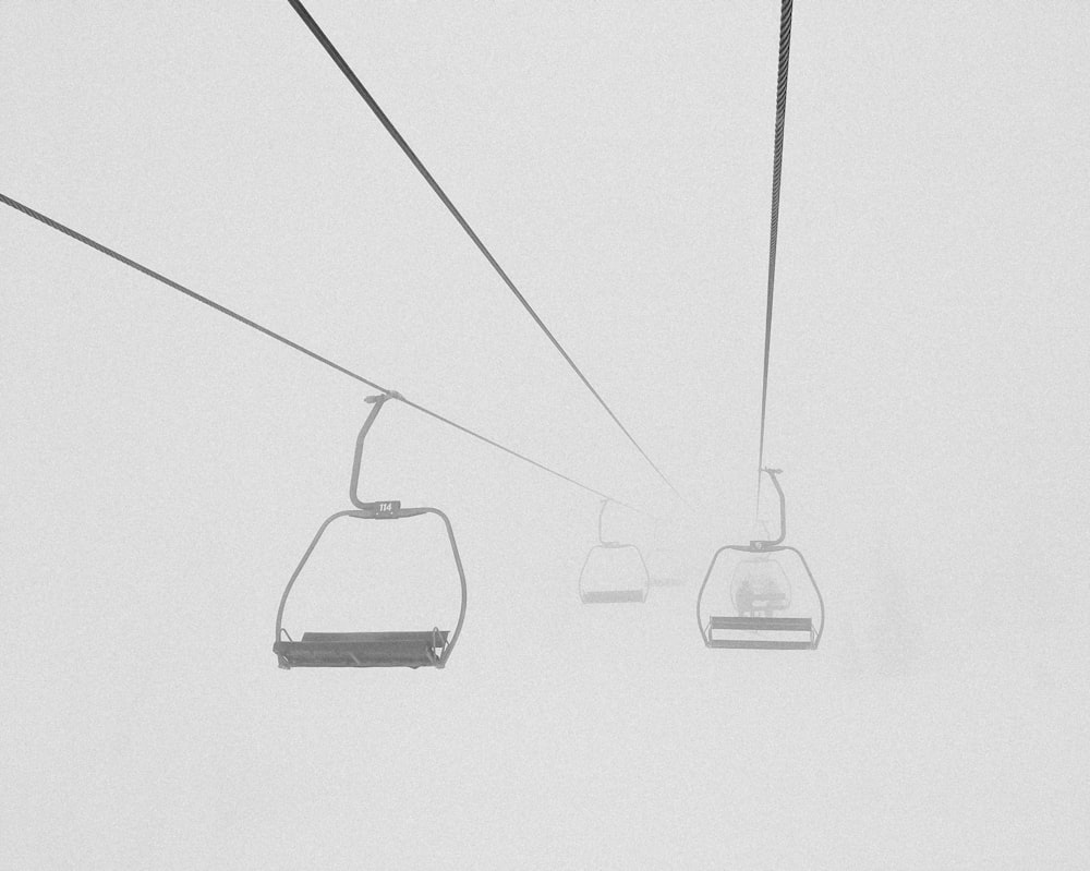 white cable cars on white background