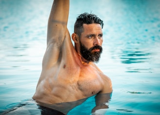 man over 50 in water 