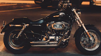 black and silver cruiser motorcycle
