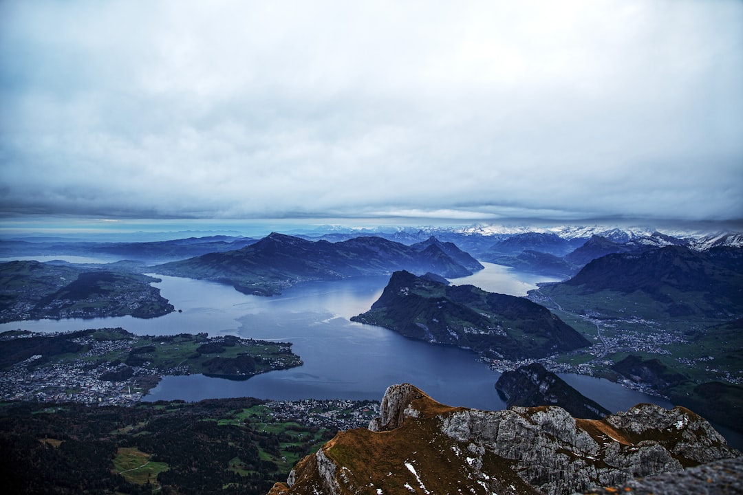 aerial view of mountains and clouds