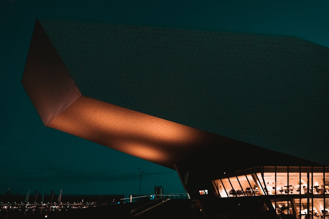 brown concrete building during night time