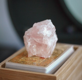 white crystal on brown wooden table