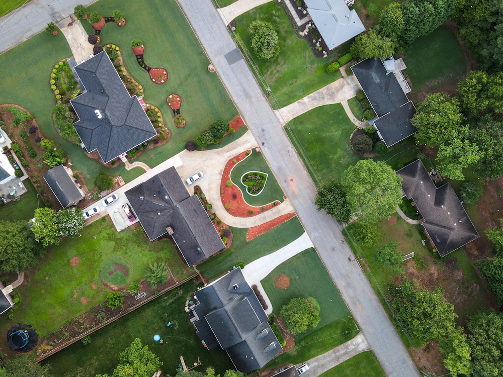 aerial view of green grass field