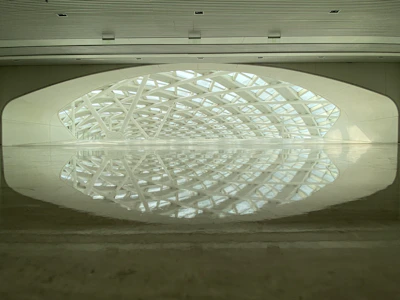 A serene architectural space showcasing balanced symmetry and natural light highlighting structural harmony.