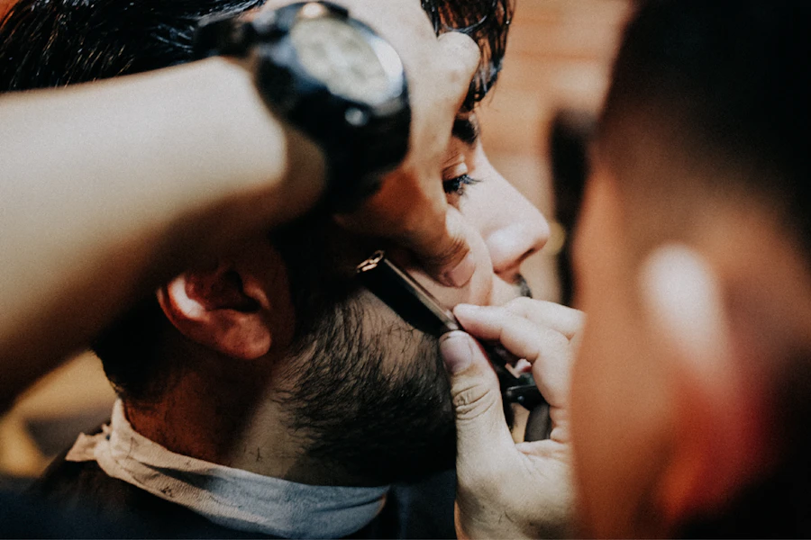 Straight-razor lineup in progress