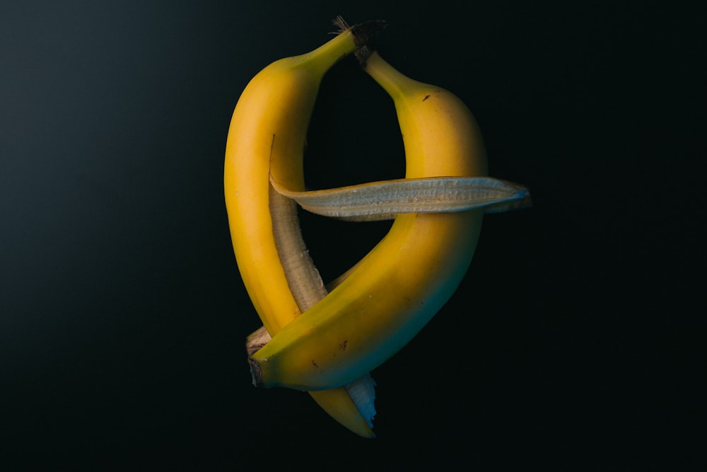 yellow banana fruit with black background