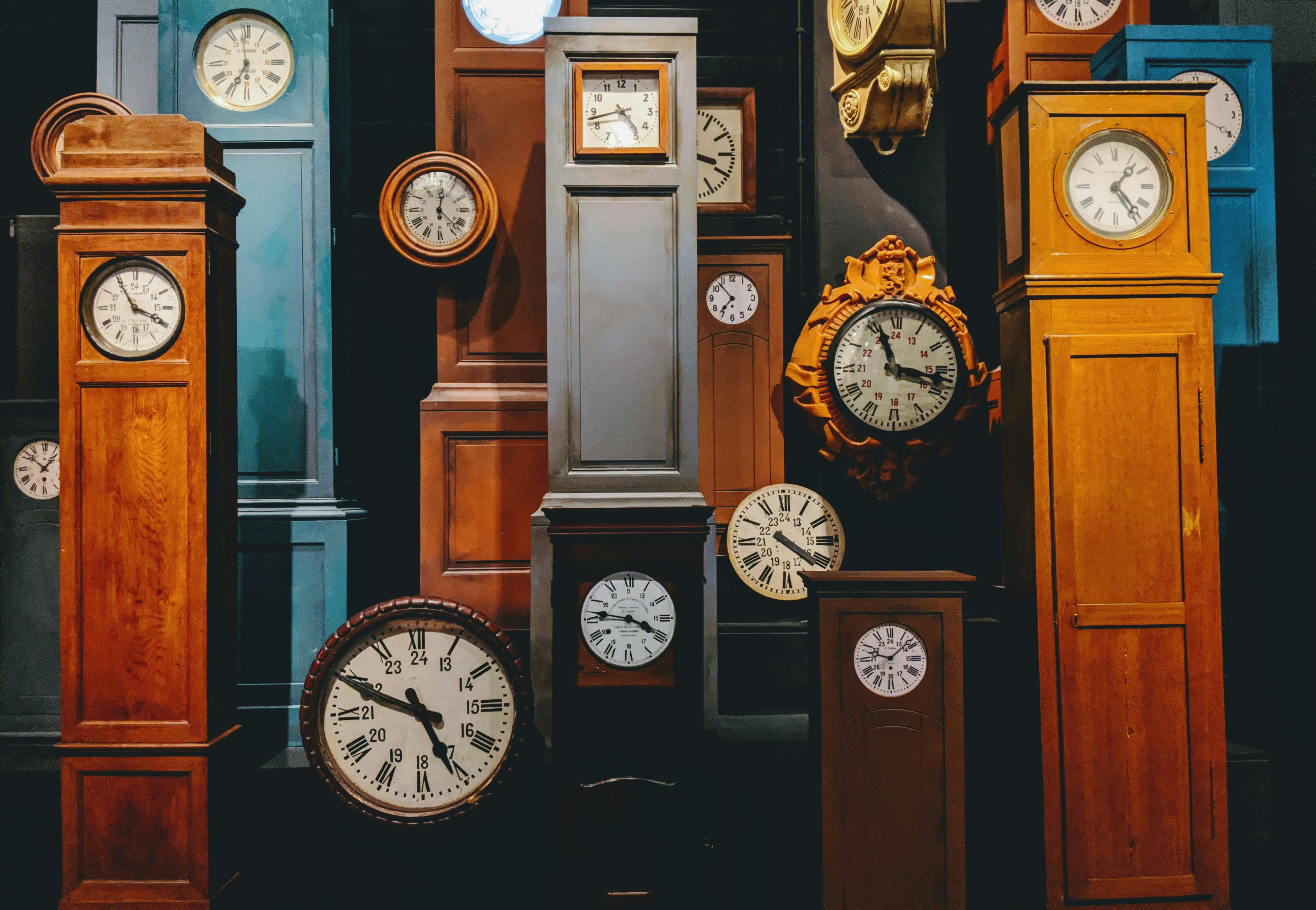 brown wooden framed analog clock