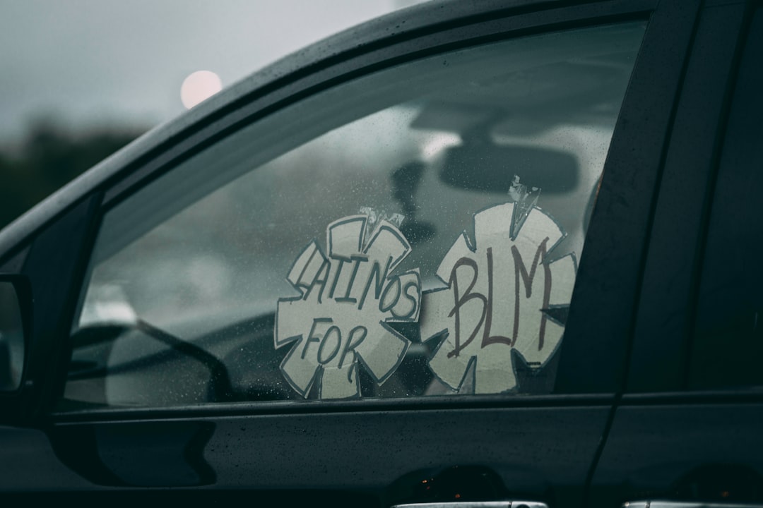 black and white car door