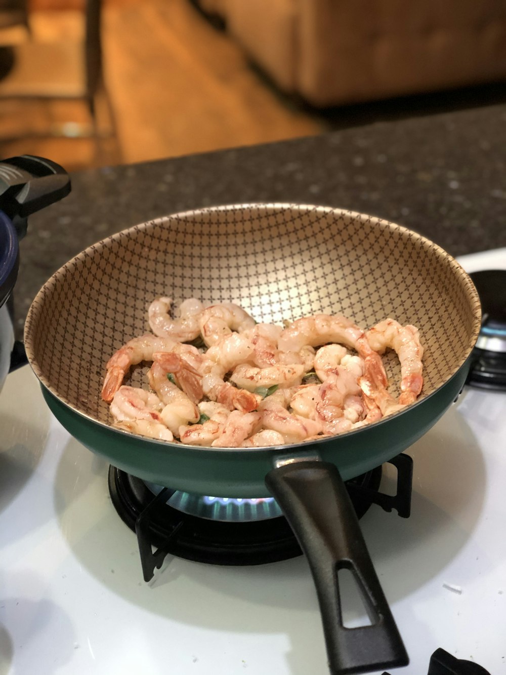 cooked food on black and green pan