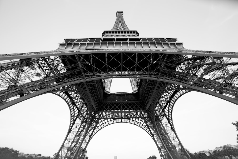 grayscale photo of eiffel tower