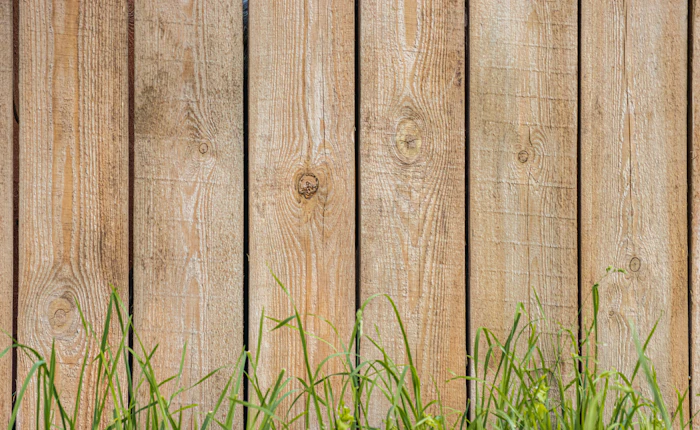 After fence cleaning on clean wood fence panels