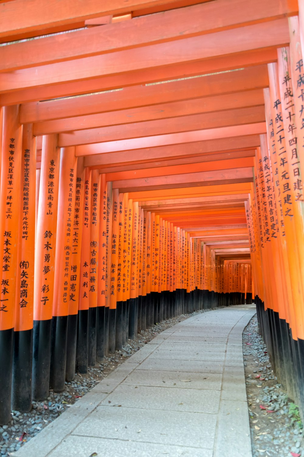 Empty Hallway Under Orange Pillared Building Photo Free Kyoto Japan Image On Unsplash