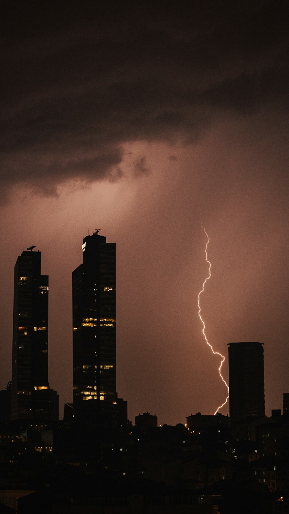 high rise buildings with smoke