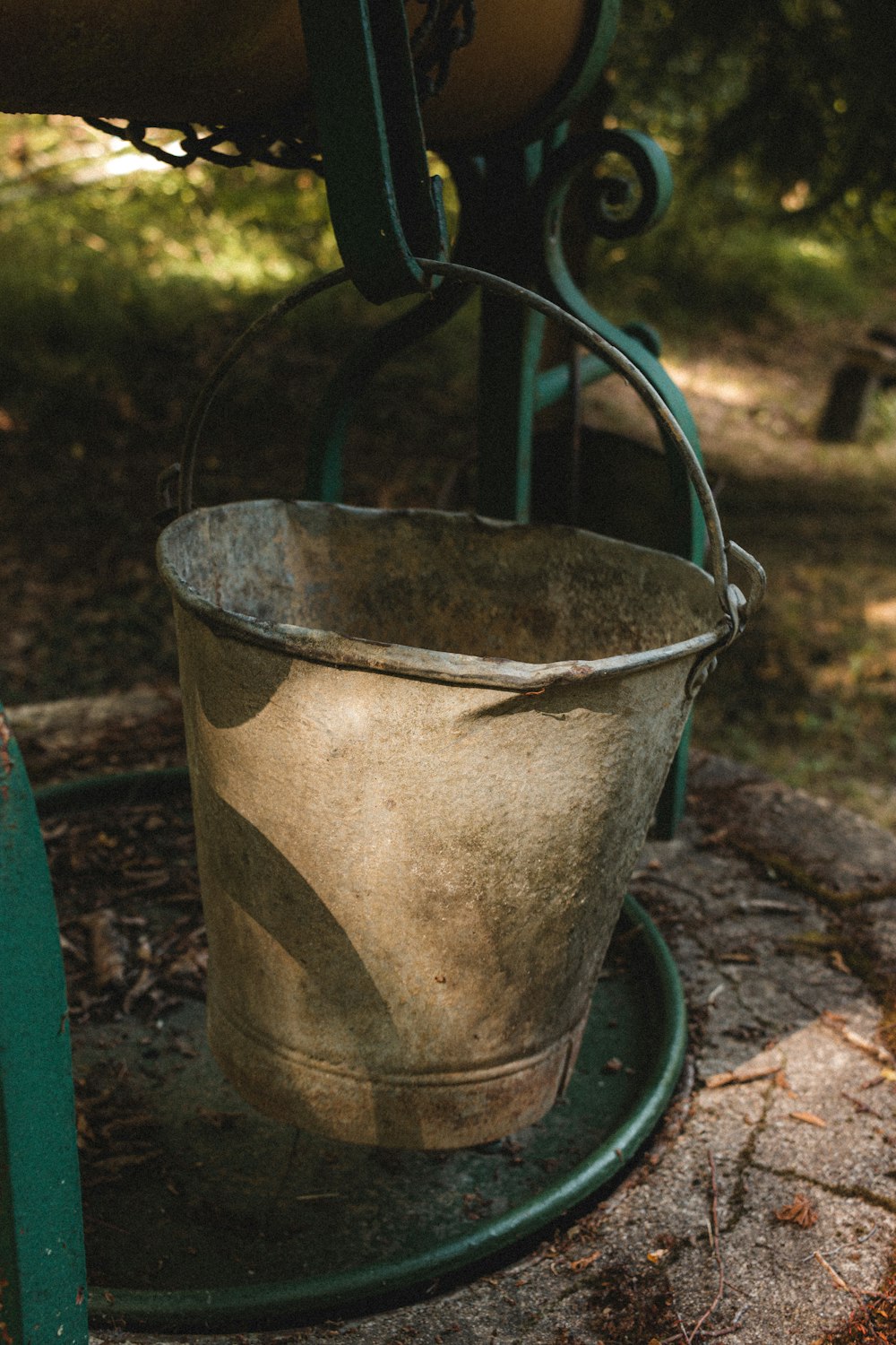 stainless steel bucket with water