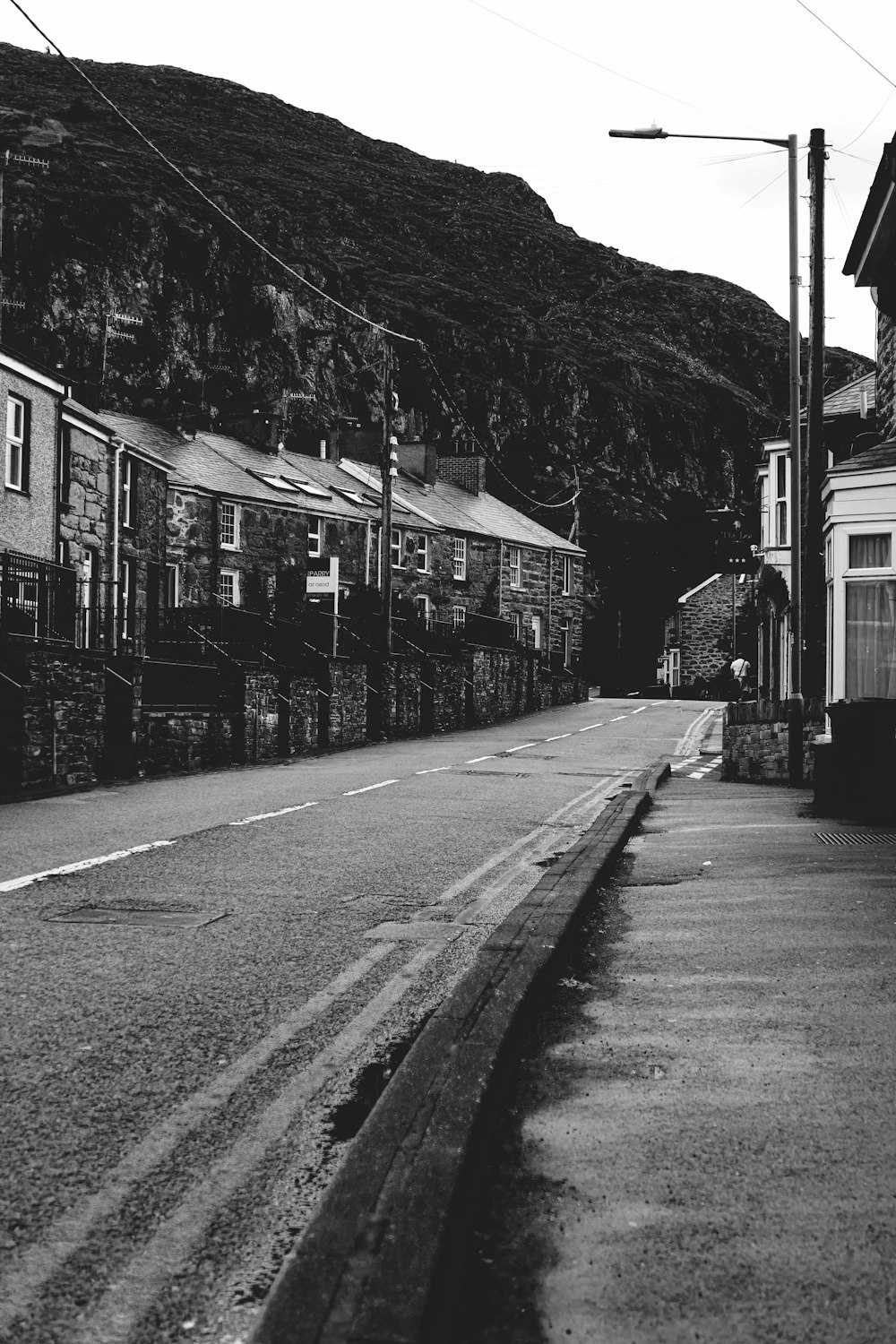 grayscale photo of a city street