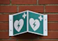 green and white arrow sign