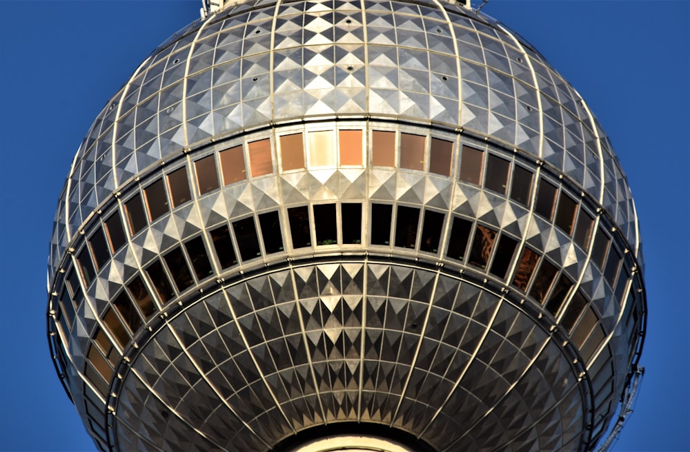 white and black round building