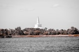 white lighthouse on brown rock formation near body of water during daytime