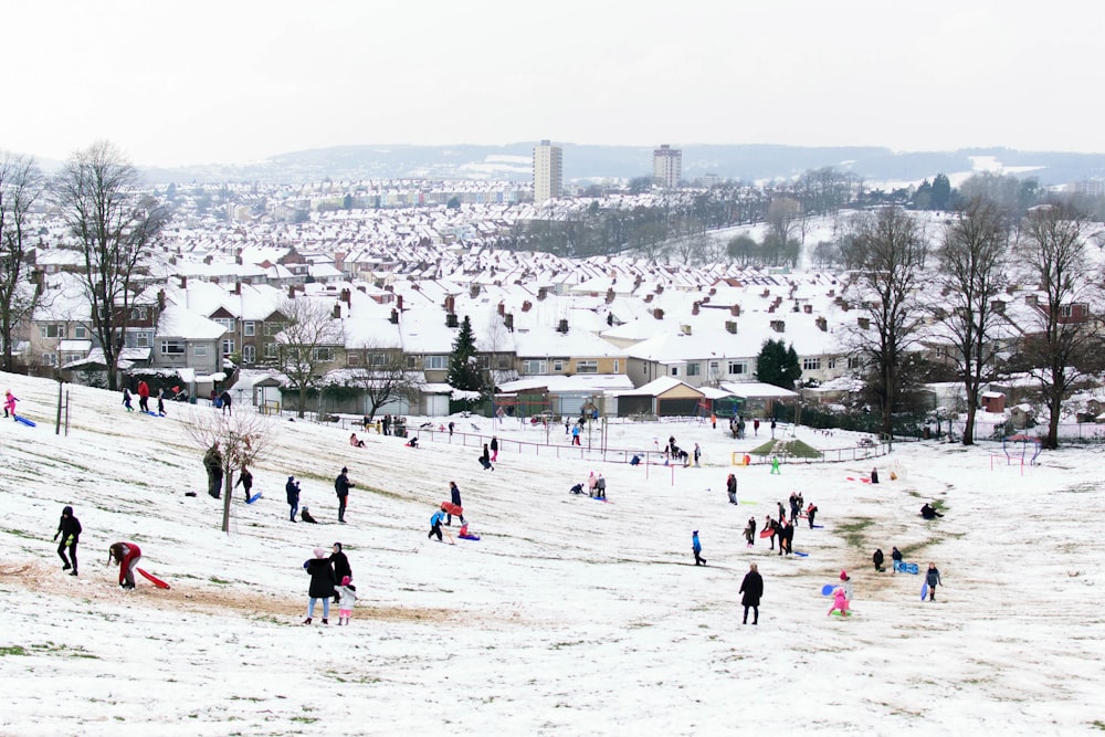 personnes sur la patinoire pendant la journée