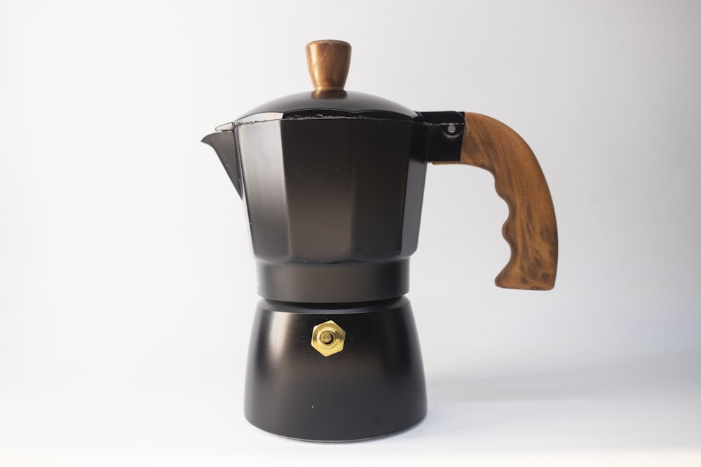 black and brown coffee pot