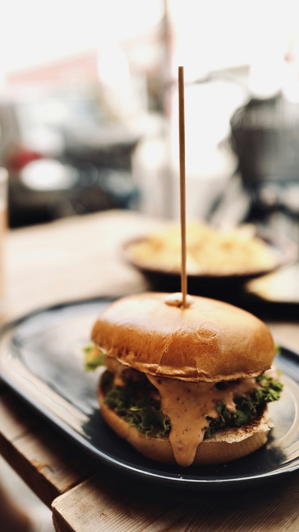 burger on white ceramic plate