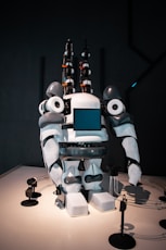 white and black robot toy