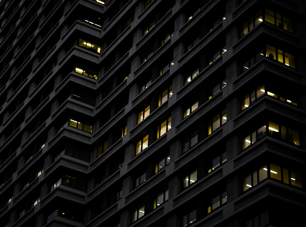 black and white high rise building