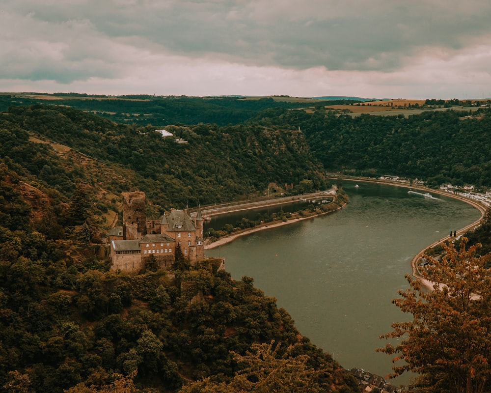 aerial view of bridge over river