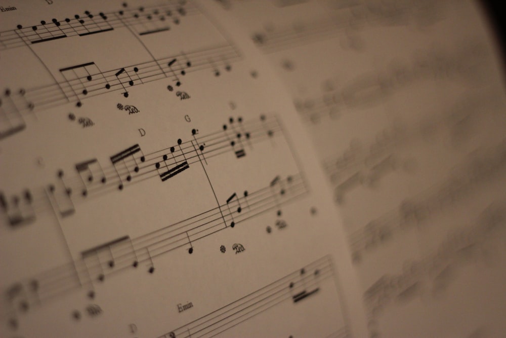 musical notes on white paper