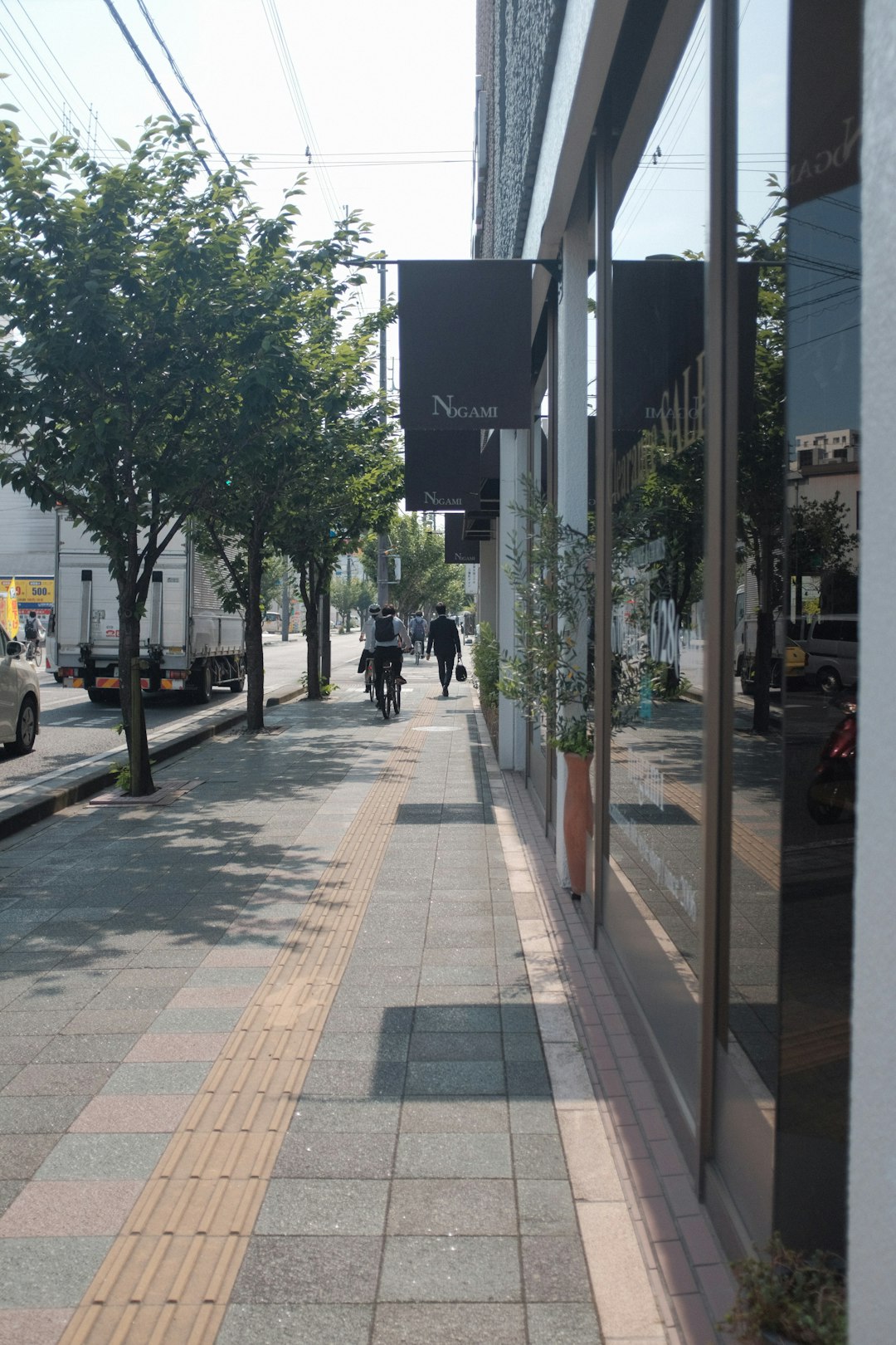 people walking on sidewalk near green trees during daytime