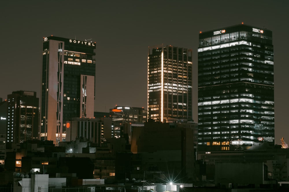 city buildings during night time