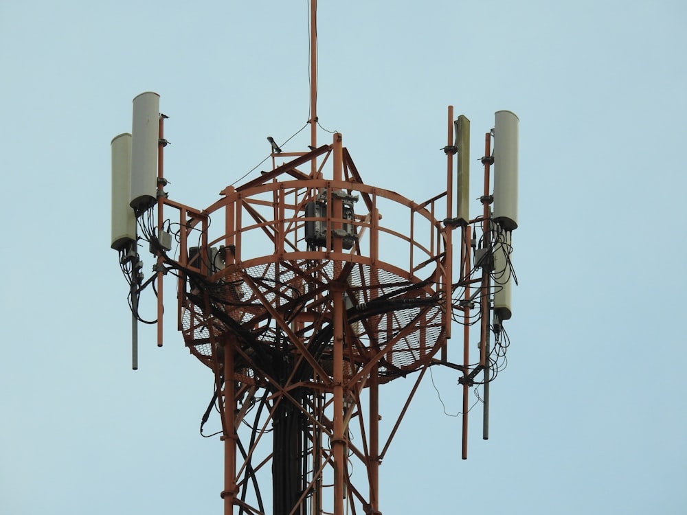 orange and white metal tower