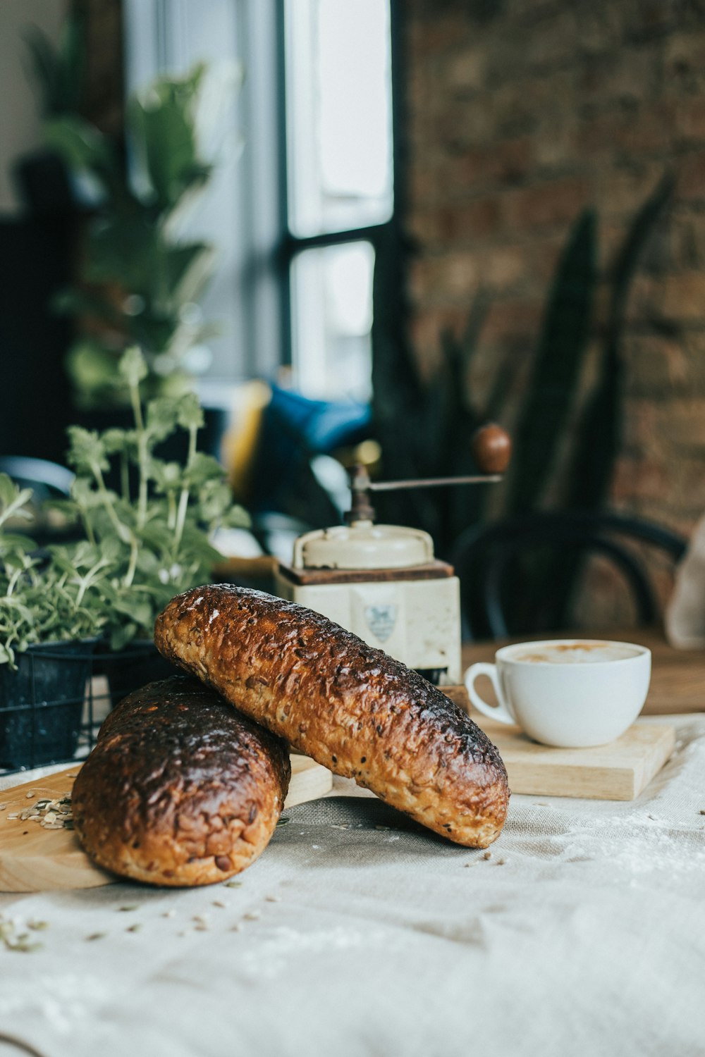 brown bread on brown wooden chopping board