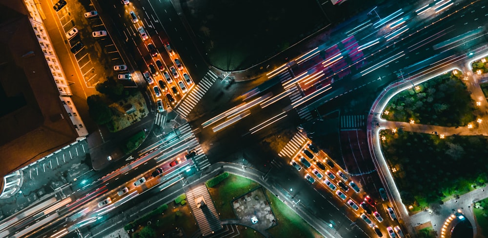 high rise buildings during night time