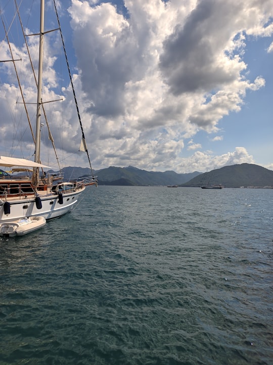 white and brown boat on sea during daytime in Marmaris Turkey