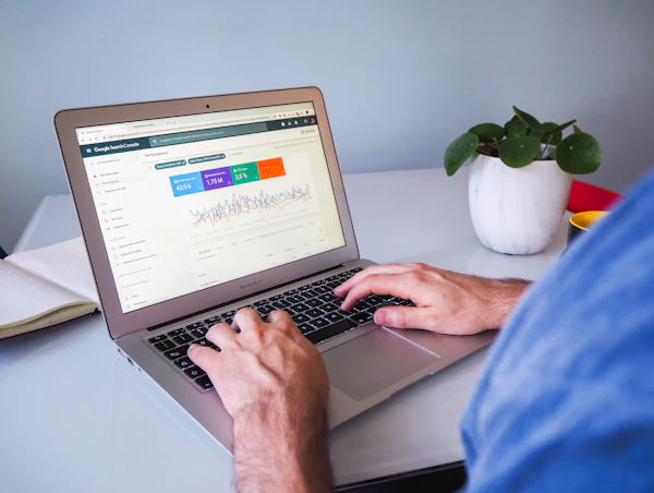 Landing page design on laptop