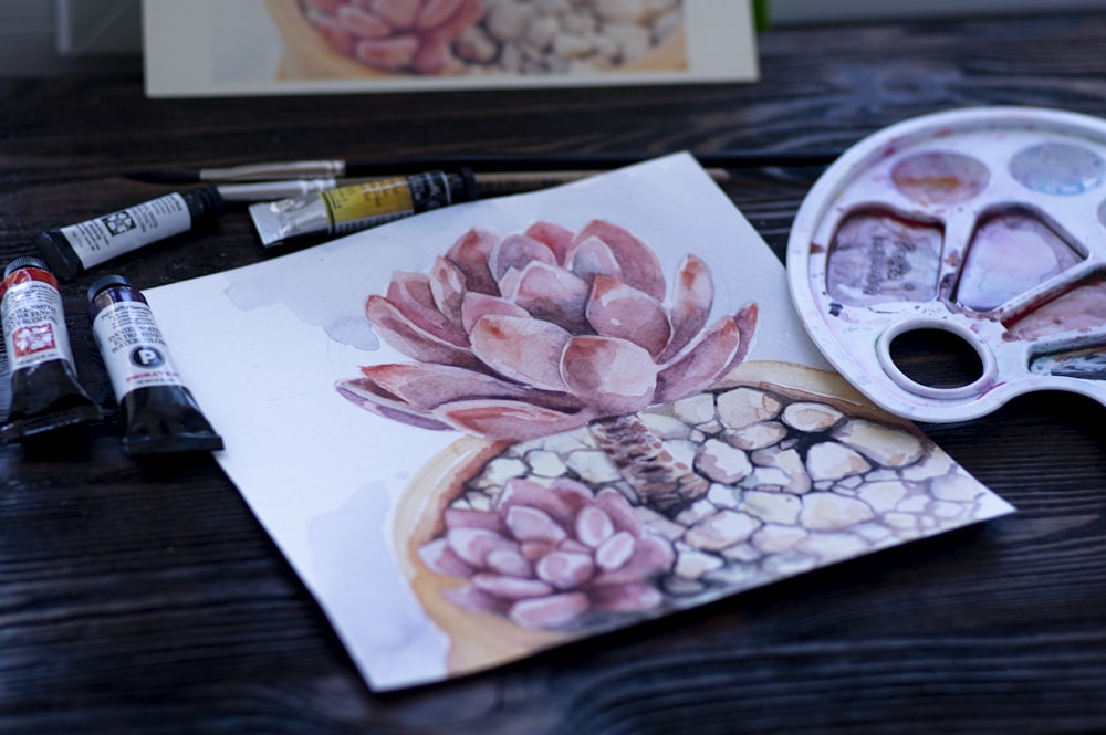 pink heart shaped petals on white paper