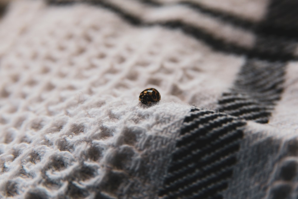 black and gold round ornament on white textile