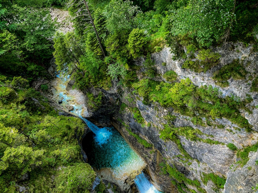 green and brown rock formation