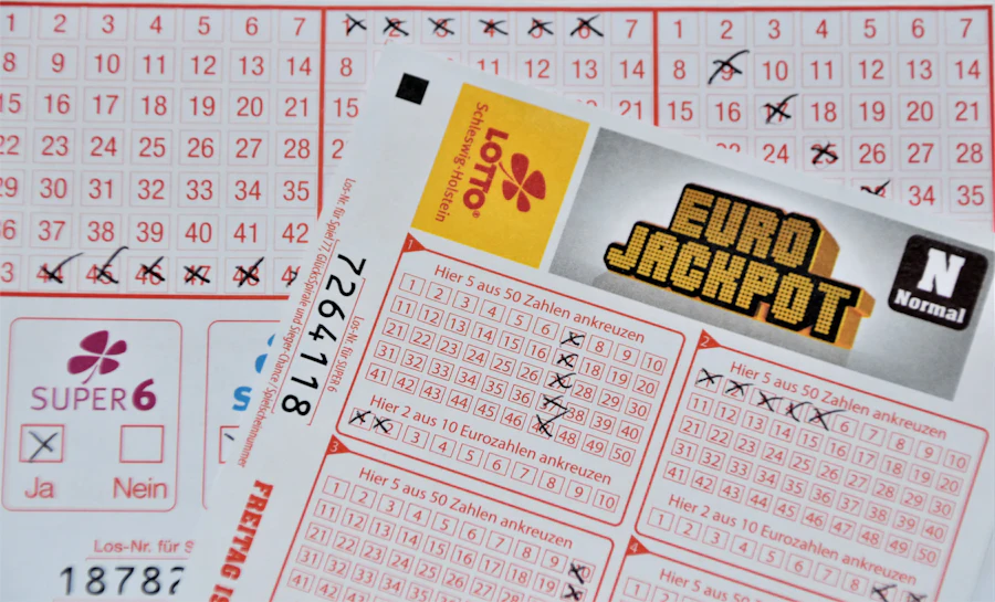 Lottery number grid and pencil